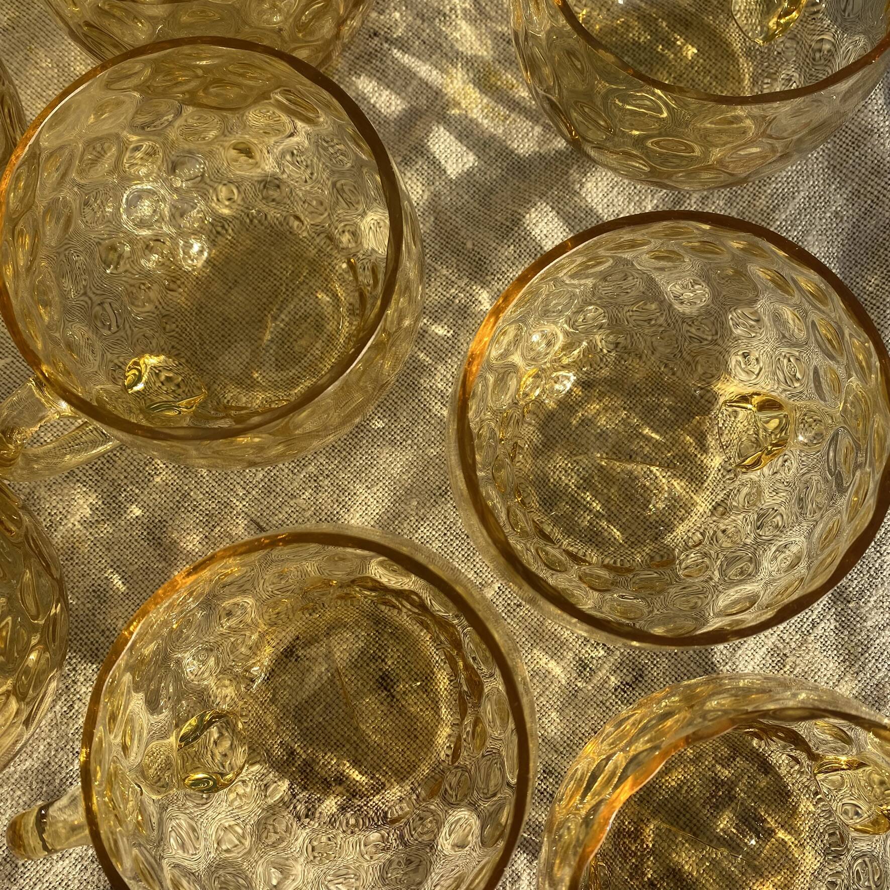 Vintage punch service in amber glass, Empoli style, 1960s-70s.