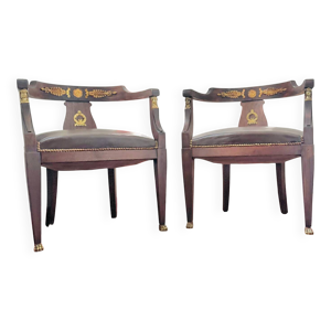 Paire fauteuils empire - acajou