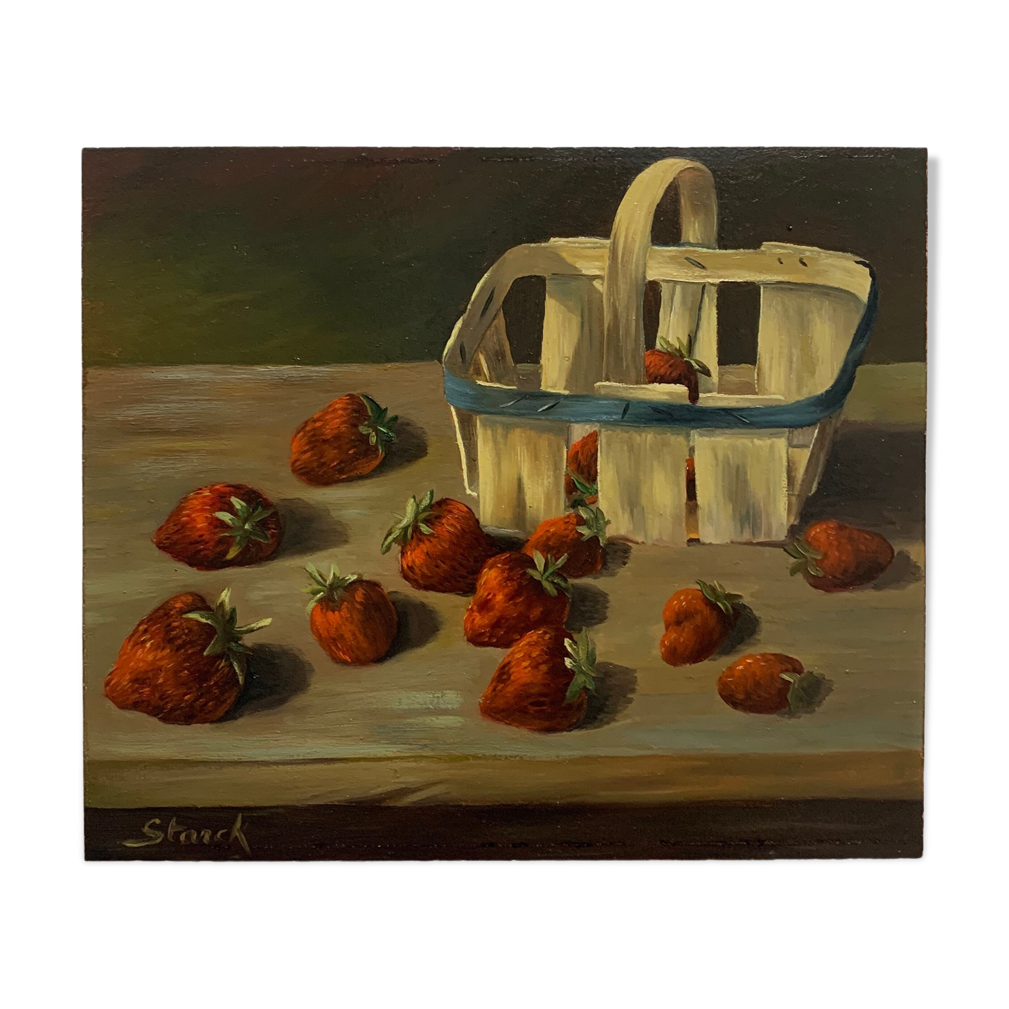 Still life painting strawberries