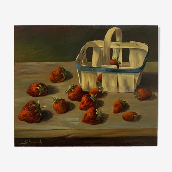 Tableau nature morte fraises