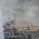 Original engraving of the port of Roscoff. Late 19th century.