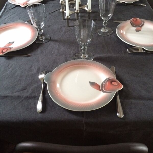 Assiettes poissons Digoin & Sarreguemines