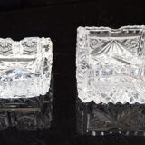 Pair of ashtrays, cut crystal glass, bohemia in the 1960's