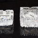 Pair of ashtrays, cut crystal glass, bohemia in the 1960's
