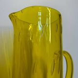 Pichet en verre Murano bullé jaune vintage
