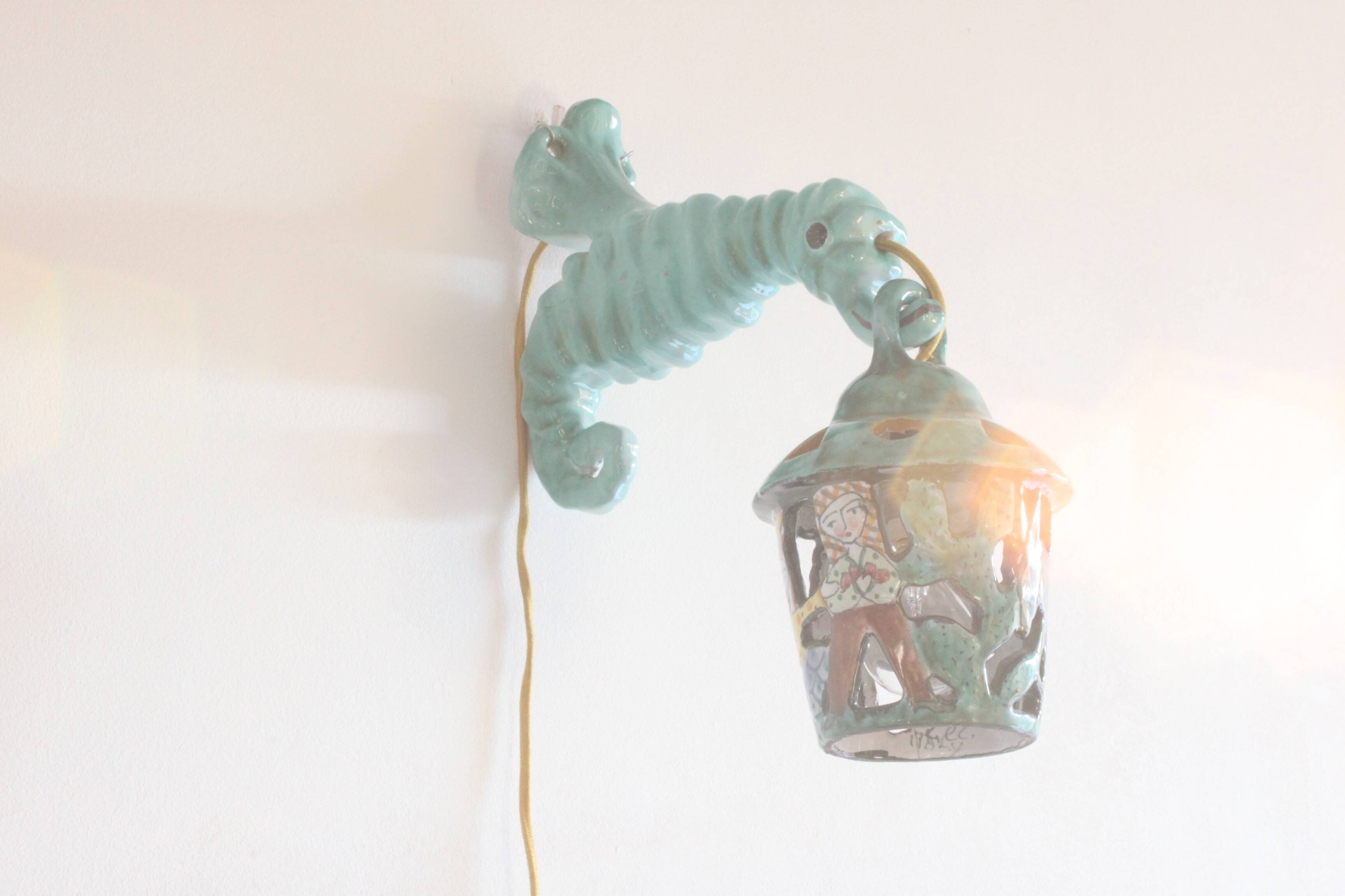Ceramic Seahorse Lantern from Vietri Sul Mare, Italy 1960S.