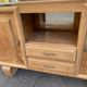 Renovated art deco sideboard in raw solid oak and gray marble 200cm