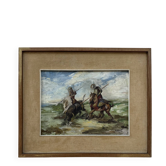 Tableau huile scène camarguaise 20ème