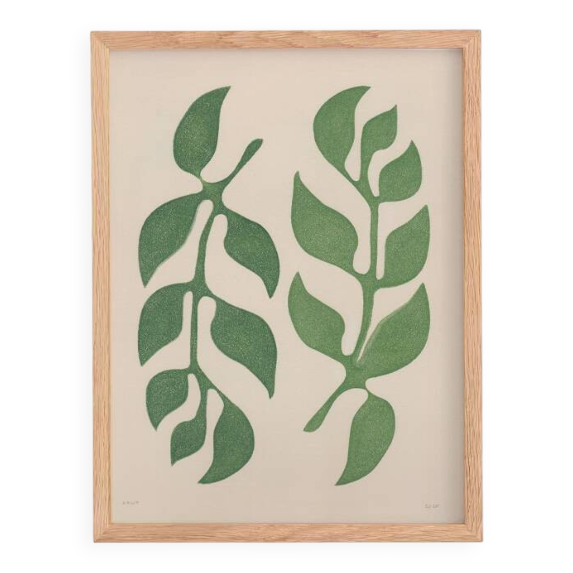 Painting 30x40cm green foliage painting signed Eawy