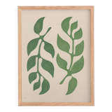 Painting 30x40cm green foliage painting signed Eawy