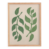 Peinture 30x40cm tableau feuillage vert signé Eawy