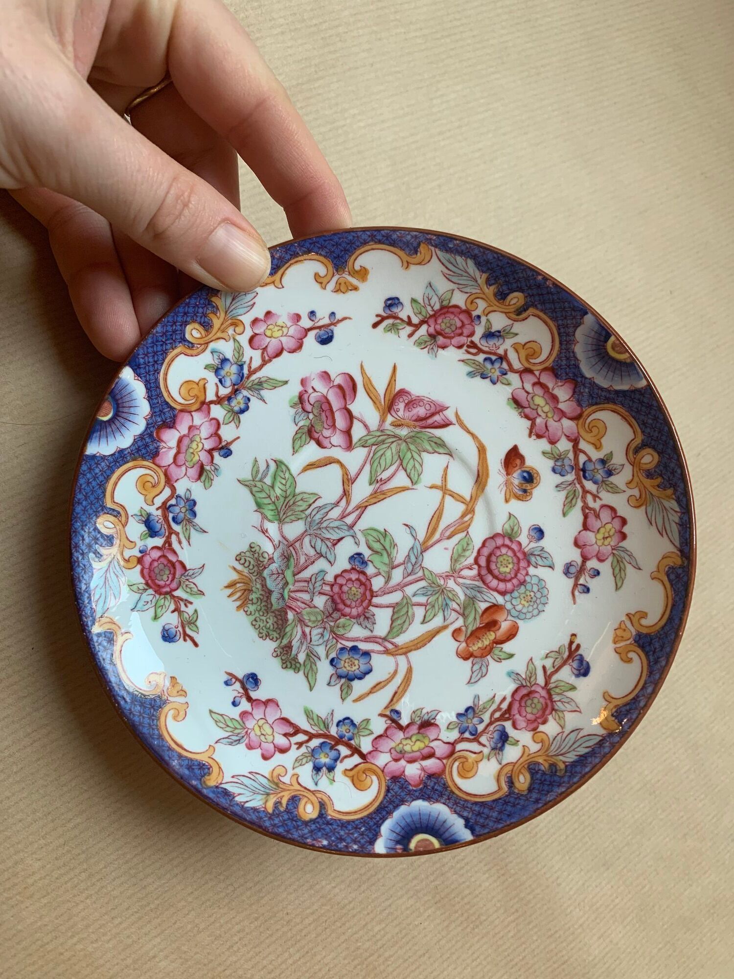 1 cup and two Sarreguemines porcelain saucers