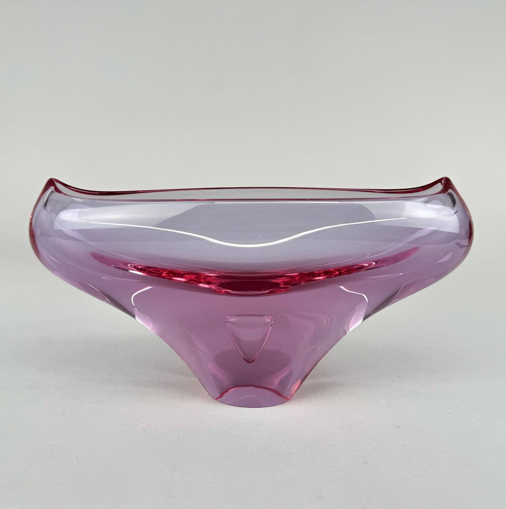 1960s Art Glass Bowl by Glass Designer Miloslav Klinger, Czechoslovakia