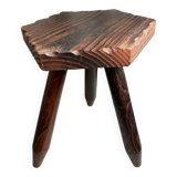French tripod farm stool in wood, 1960s