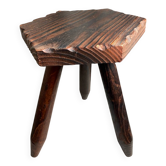 French tripod farm stool in wood, 1960s