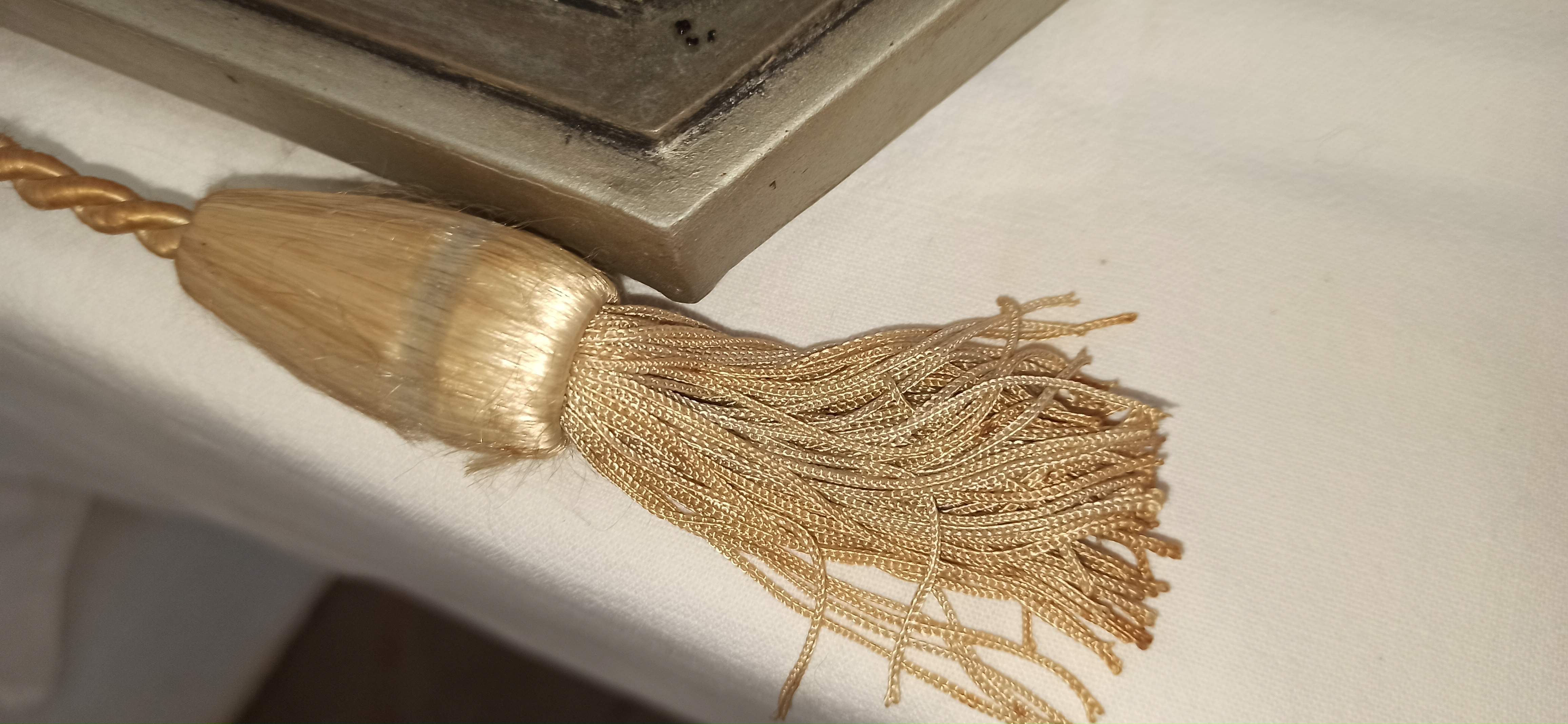 Mirror art deco grey silver pom pom rope