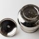 Vintage silver-plated brass ice bucket with glass inlay – mid-century Italian design, 1960s, table centerpiece