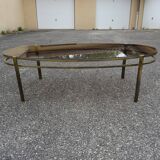 Coffee table low oval bronze doré Jacques Quinet 1950/1960