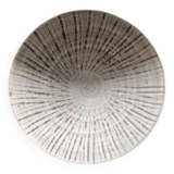 Glazed stoneware soup plate – textured radial decoration – wabi sabi style