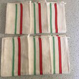 6 antique mixed tea towels with wide stripes