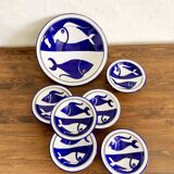 Mediterranean service, large dish and 6 soup plates