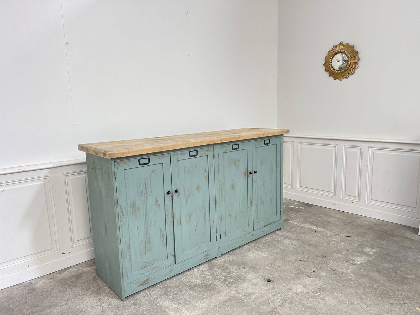 Enfilade en bois années 1950 patine bleutée