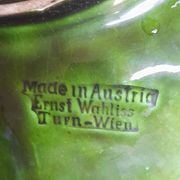 Barbotine dish walnut leaf Ernst Wahliss Turn-Wien Austria
