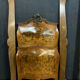 Pair of Louis XV curved beds all faces in walnut bramble and precious wood