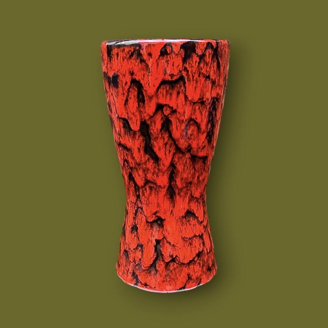 West German Scheurich vase 244/22 “Europ Linie” – red lava ceramic