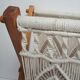 Magazine holder macramé cotton and vintage wood 70s