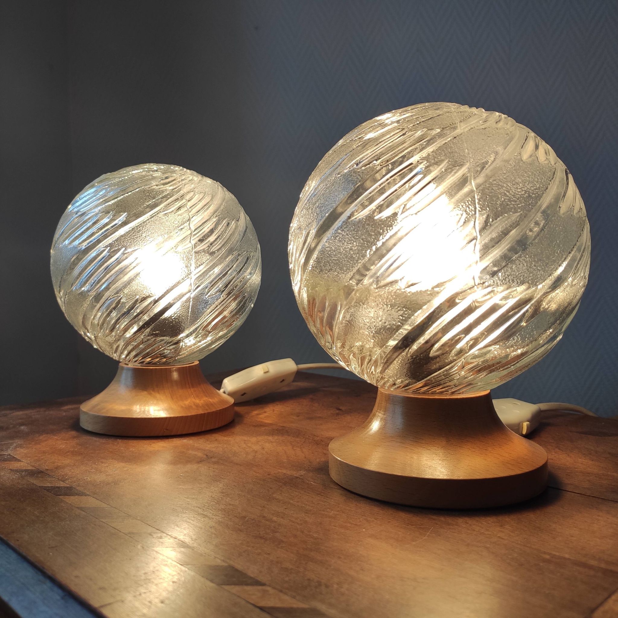 Pair of vintage 1990s globe lamps