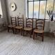 Set of 4 oak and straw chairs Dudouyt 1940