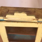 old Art Deco wall showcase in original yellow teak