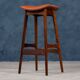 Mid-Century Bar Stools in Rosewood and Leather by Erik Buch for Dyrlund, Set of 4