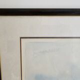 Painting - Watercolor landscape with poppies - View of Irancy (Yonne)