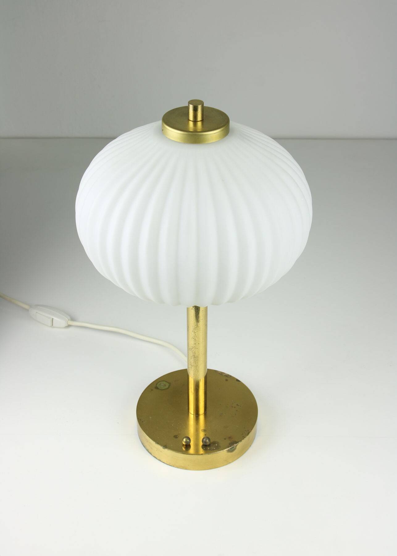 Mid-Century Brass & Glass Table Lamp