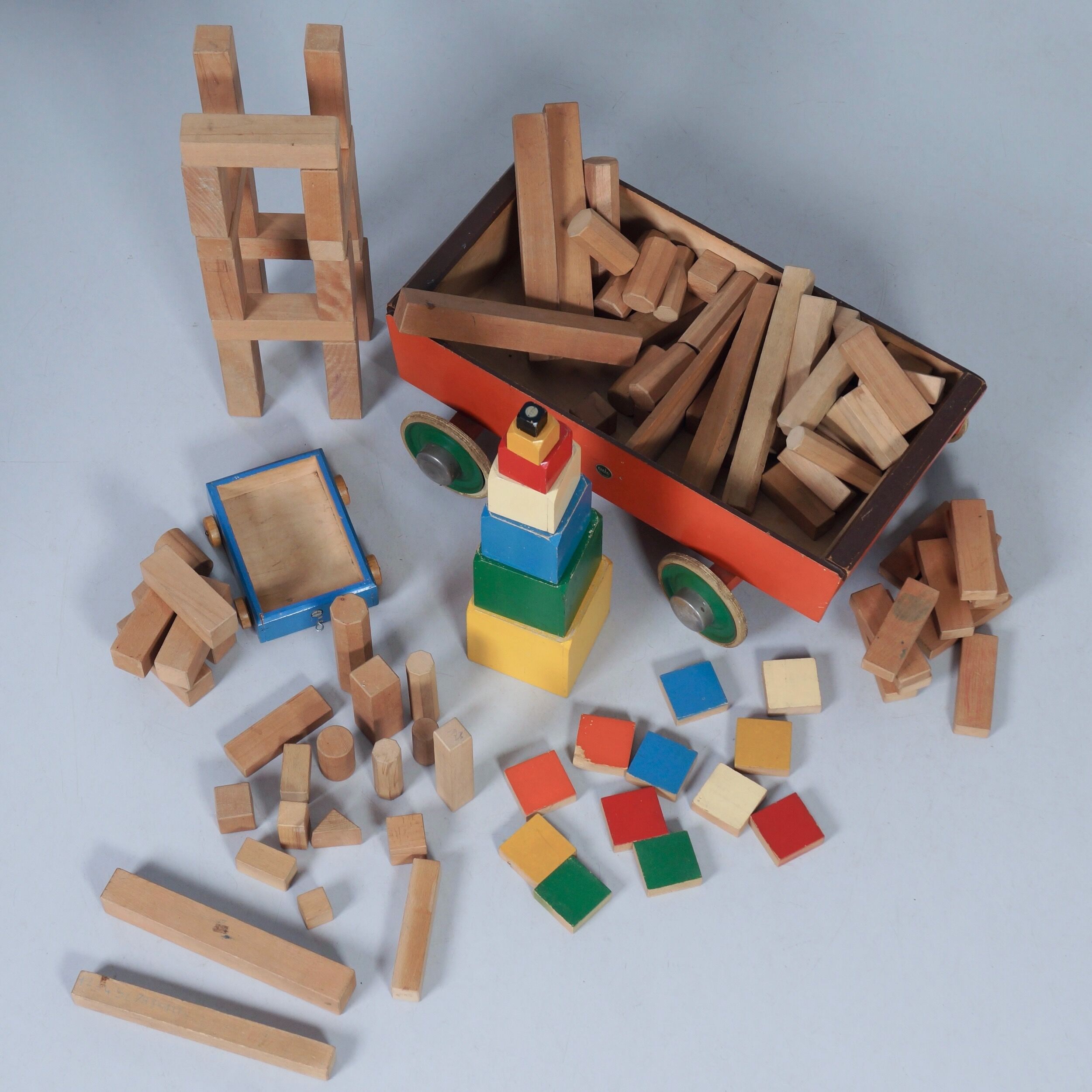 Block wagon 'Bouwmeester No. 117' by ADO, 1950s – large model, 123 pieces