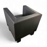 4 x Black Leather Poltrona Frau Moji Armchairs / sofa by Shigeru Uchida