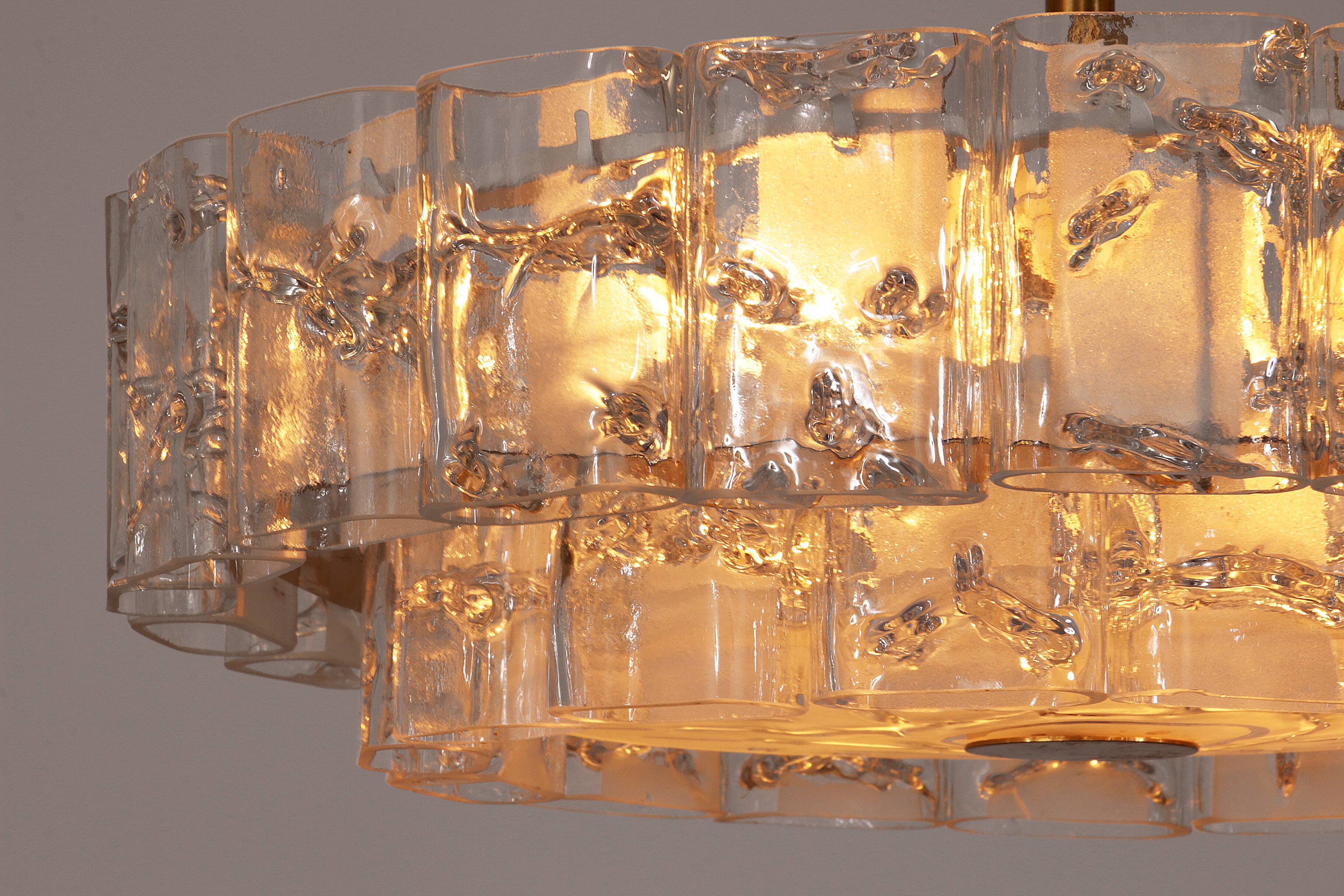 "Pair of Doria Leuchten Mid-Century Brass & Crystal Chandeliers, 1960s"