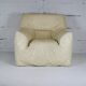 Fauteuil cuir et mousse couleur crème, France, circa 1970