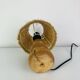 Turned wood lamp with straw shade, 1960s, vintage