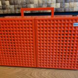 Vintage stereo electrophone record player Continental Edison red orange