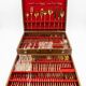 Ménagère complète Nickel Bronze doré Bambou coffret Vintage