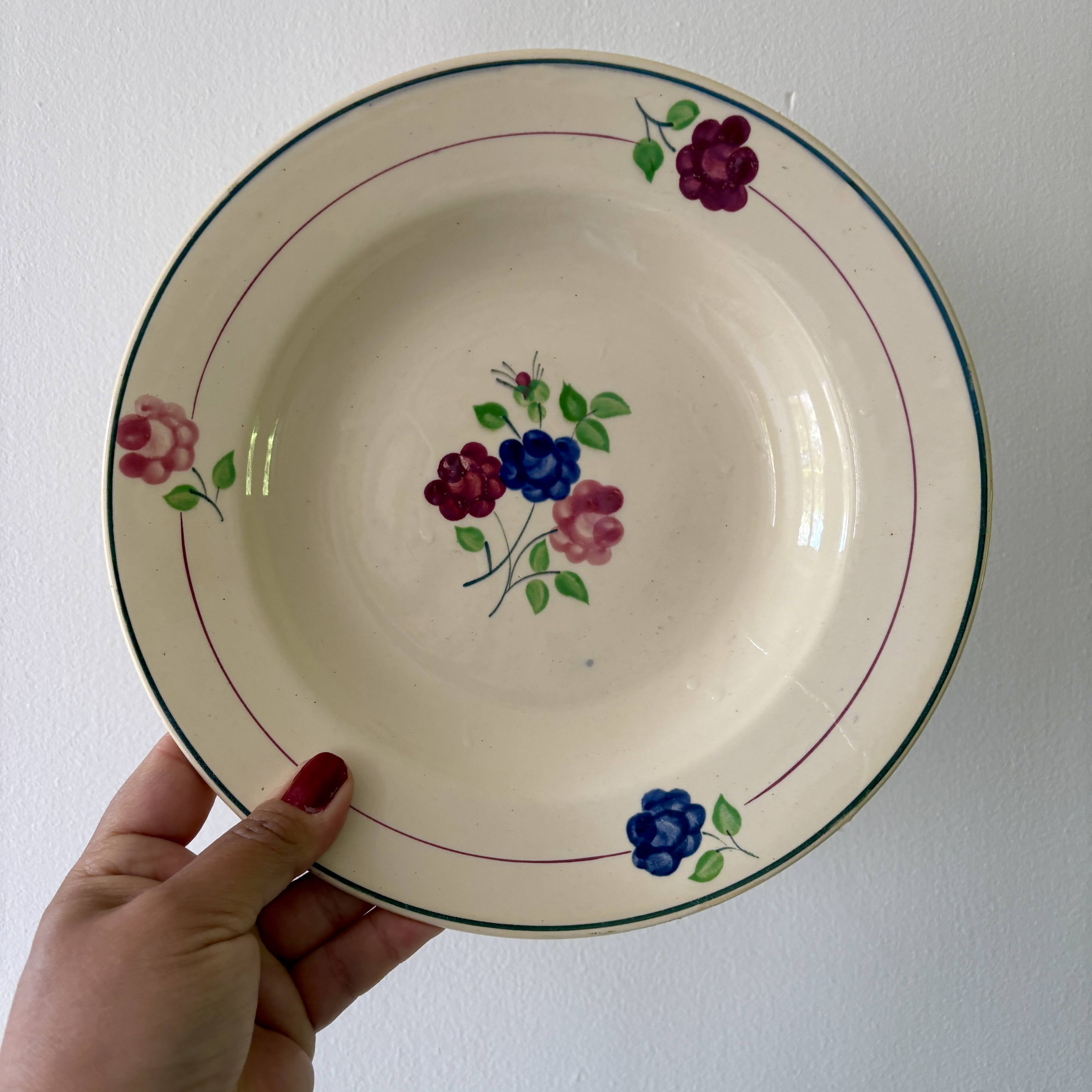 Set of 10 mismatched vintage soup plates