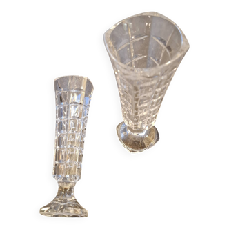 Paire de soliflores vintage en cristal