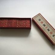 Red wooden dominoes game from the 50s old toy