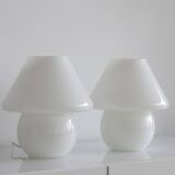 Pair of vintage mushroom lamp in blown glass