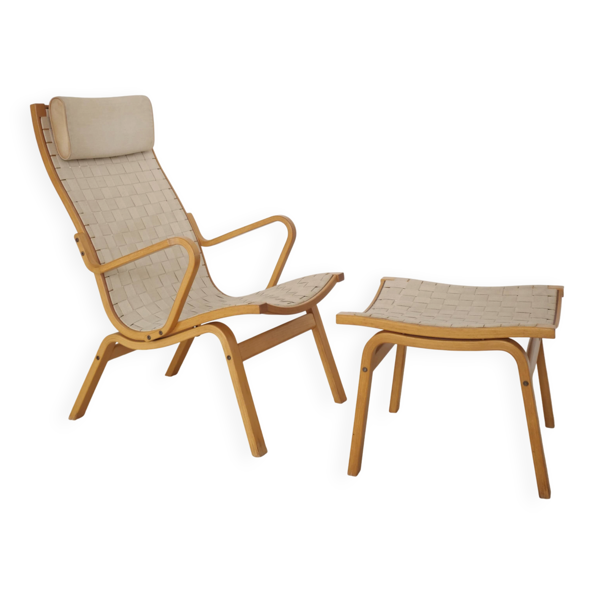 Fauteul Scandinave Finn Ostergaard avec ottoman
