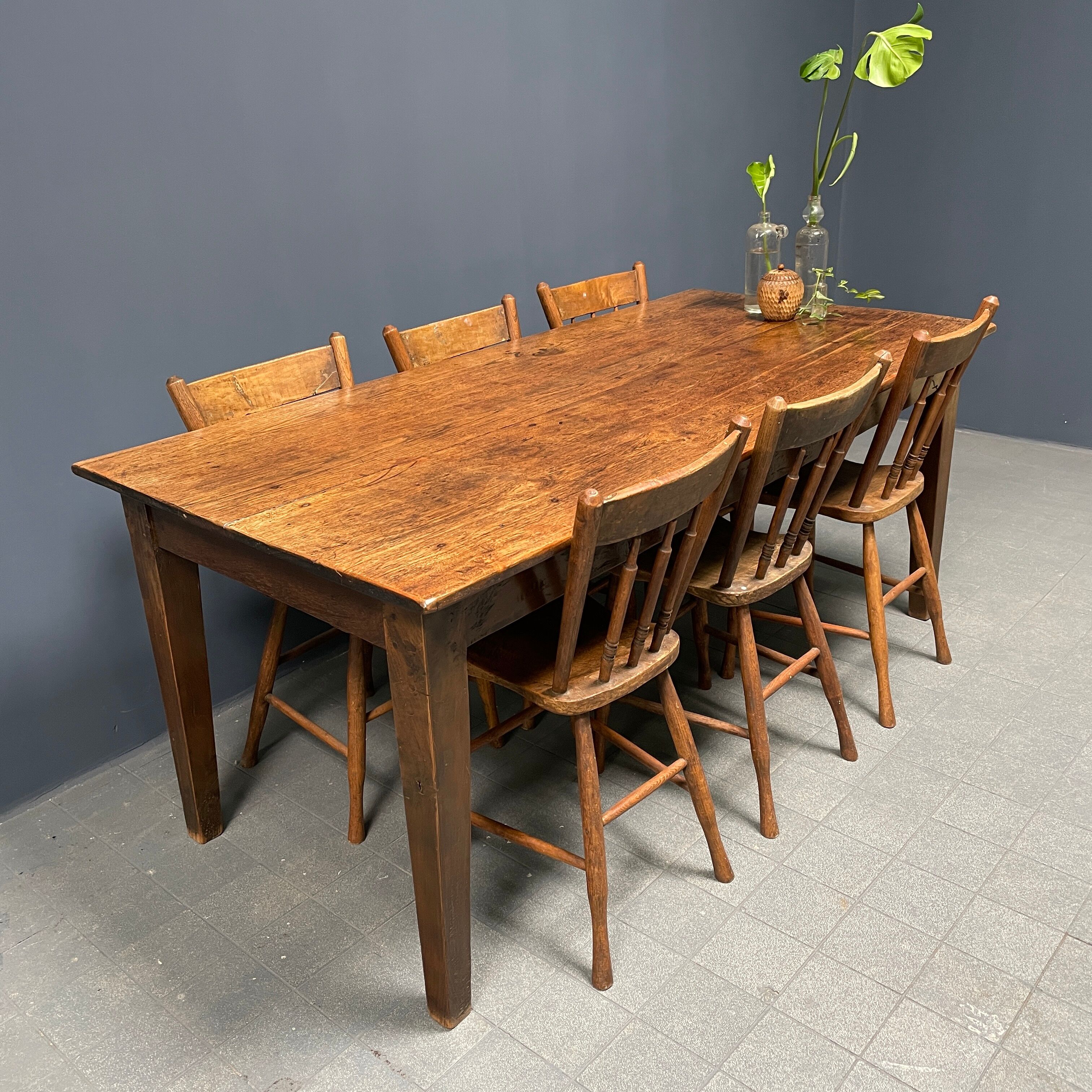 Rustic french farmhouse dining table made of oak and elm