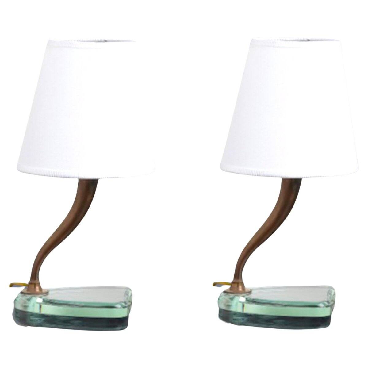 Table Lamps in Crystal and Brass by Emilio Lancia, 1930s